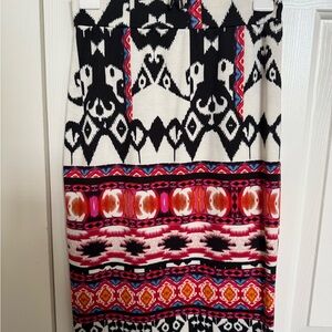 Renee C. Black and White Pencil Skirt with Pink and Orange Accents